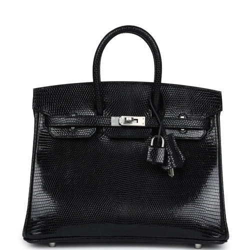 Hermès Birkin 25 Black Shiny Faux Leather Palladium Hardware