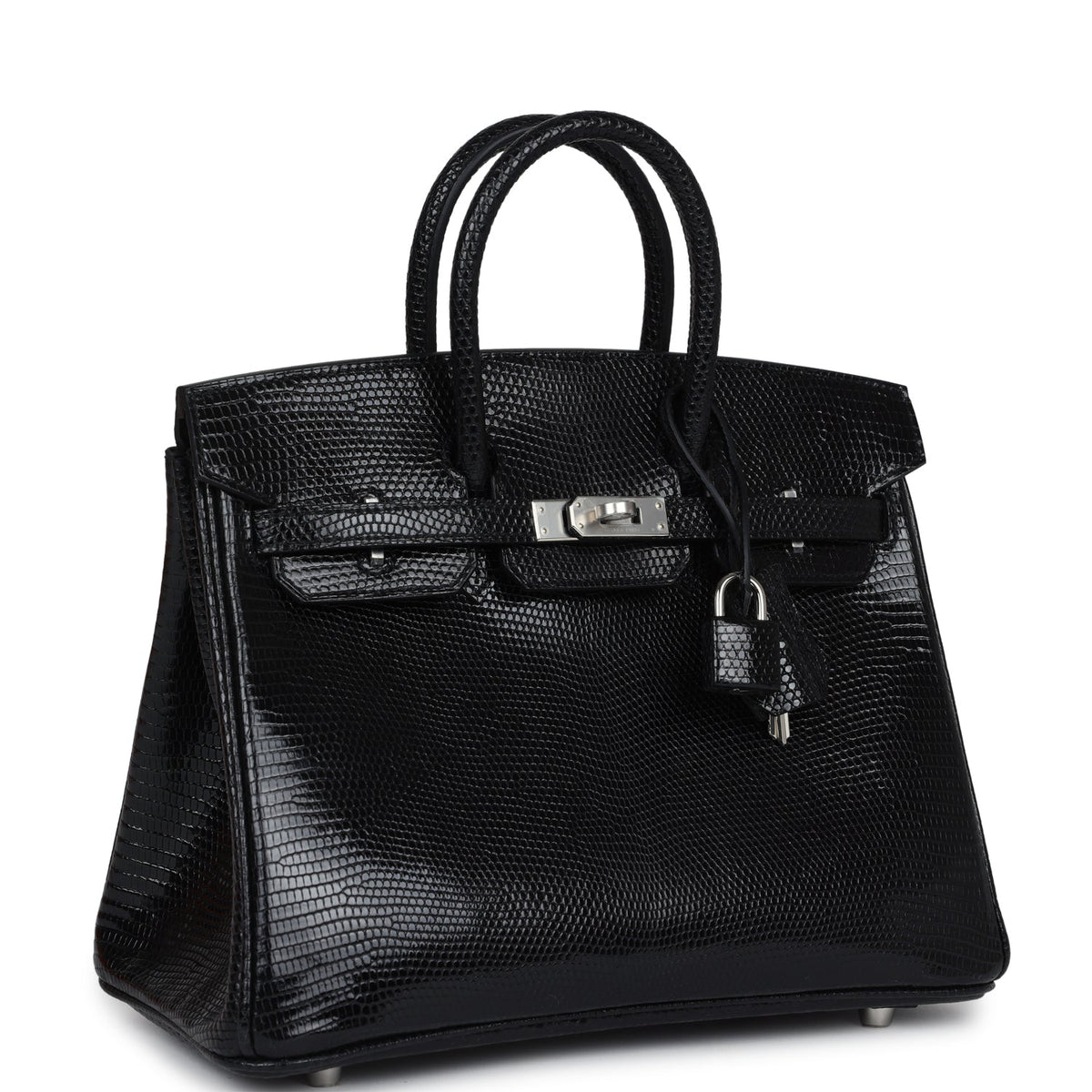 Hermès Birkin 25 Black Shiny Faux Leather Palladium Hardware