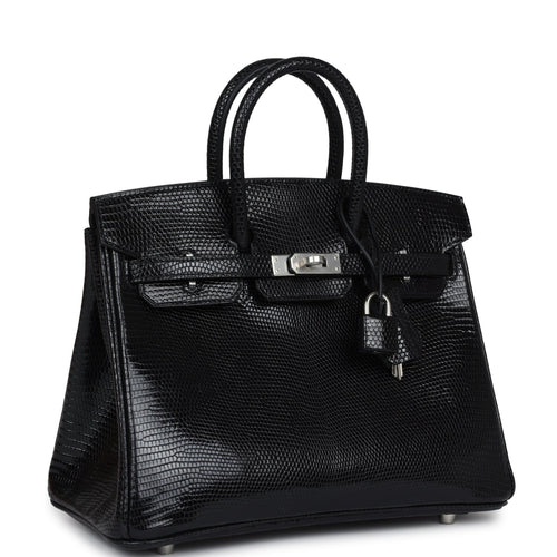 Hermès Birkin 25 Black Shiny Faux Leather Palladium Hardware