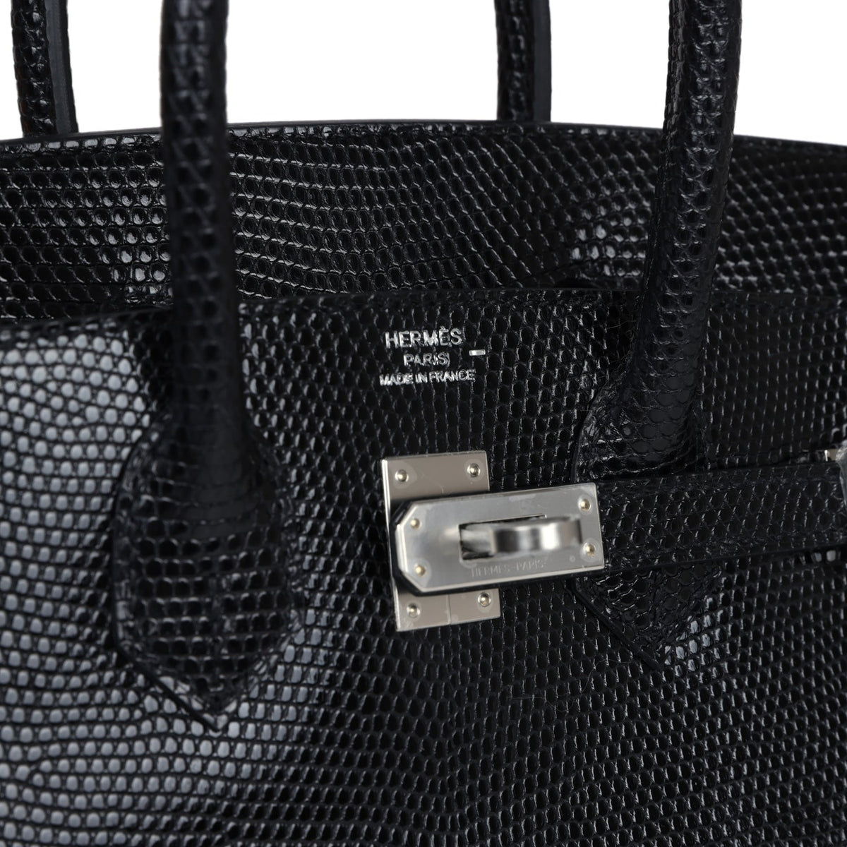 Hermès Birkin 25 Black Shiny Faux Leather Palladium Hardware