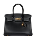 Hermès Birkin 30 Black Tadelakt Gold Hardware