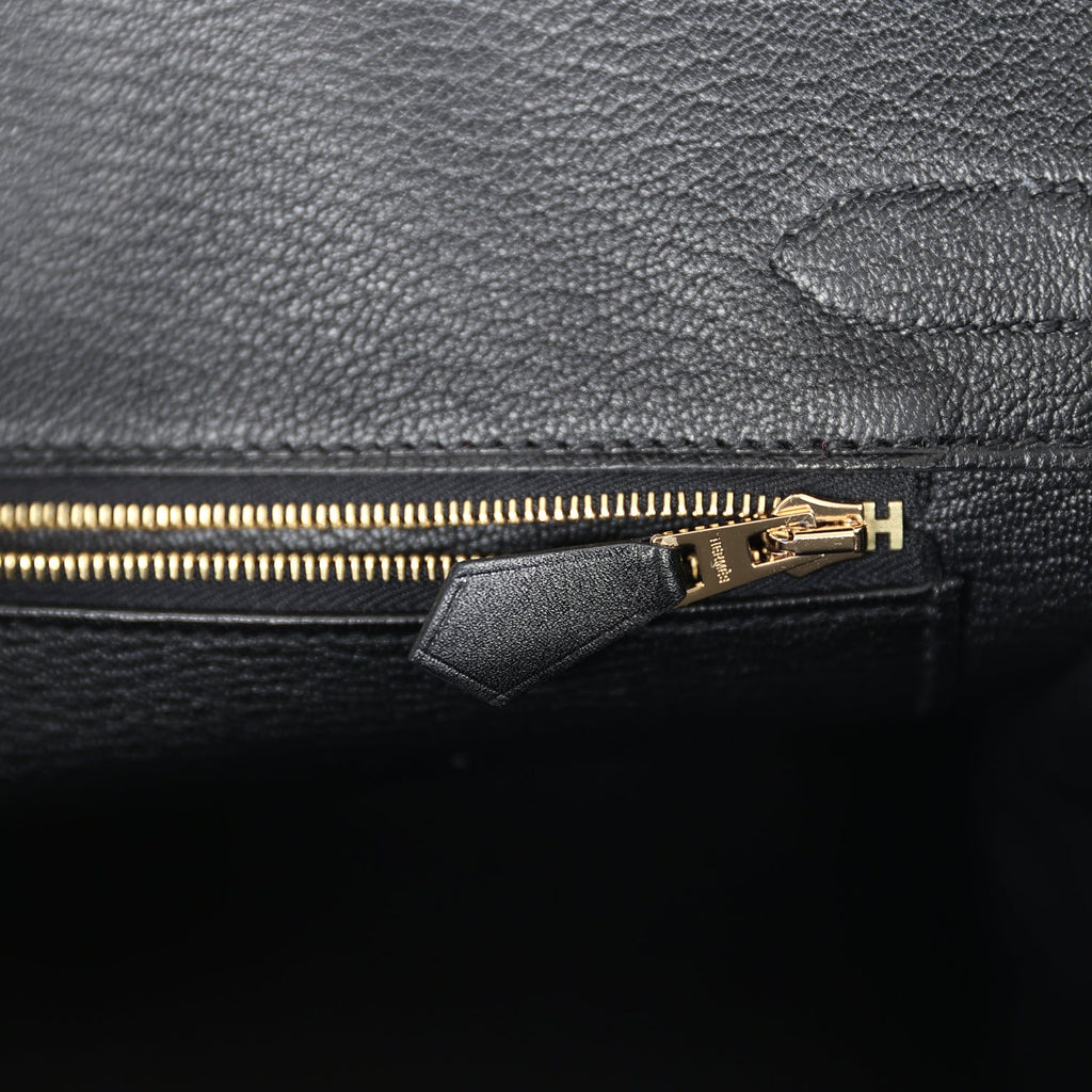 Hermès Birkin 30 Black Tadelakt Gold Hardware