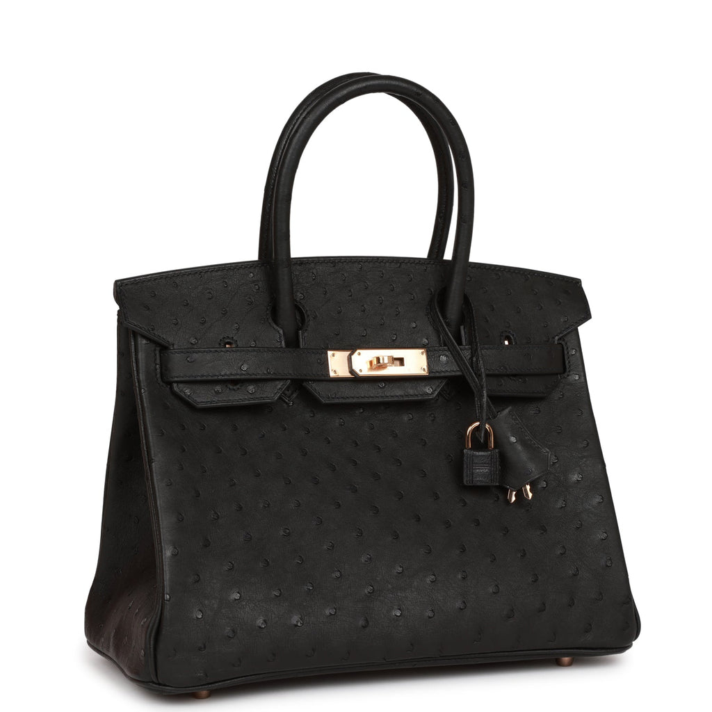 Hermès Birkin 30 Black Ostrich Rose Gold Hardware