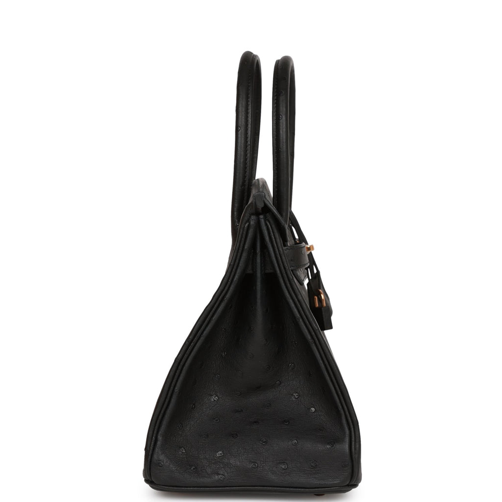 Hermès Birkin 30 Black Ostrich Rose Gold Hardware