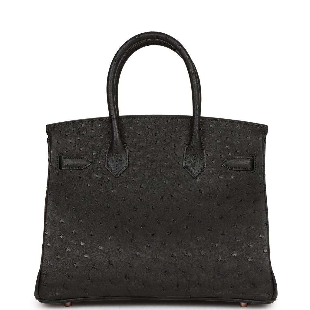 Hermès Birkin 30 Black Ostrich Rose Gold Hardware