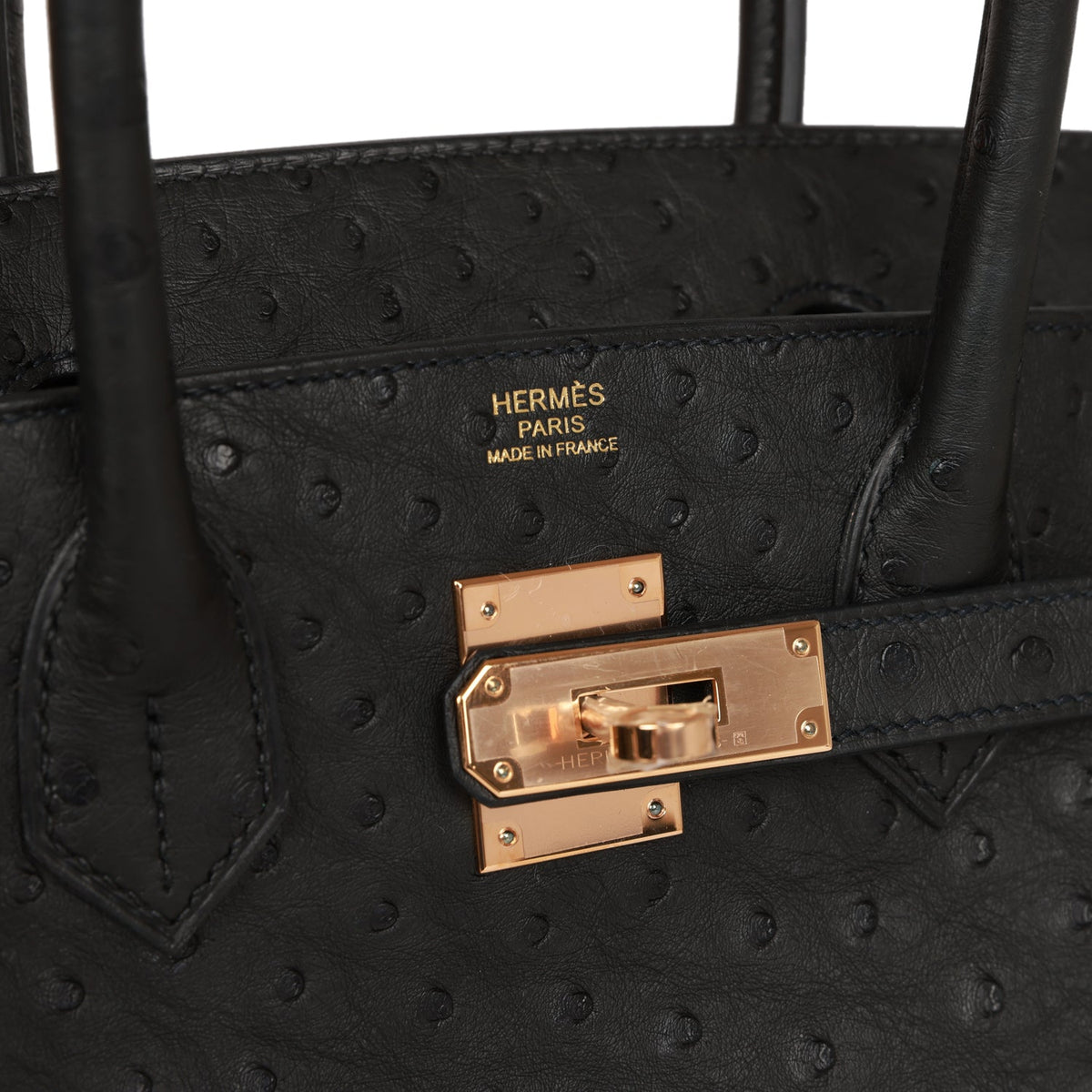 Hermès Birkin 30 Black Ostrich Rose Gold Hardware