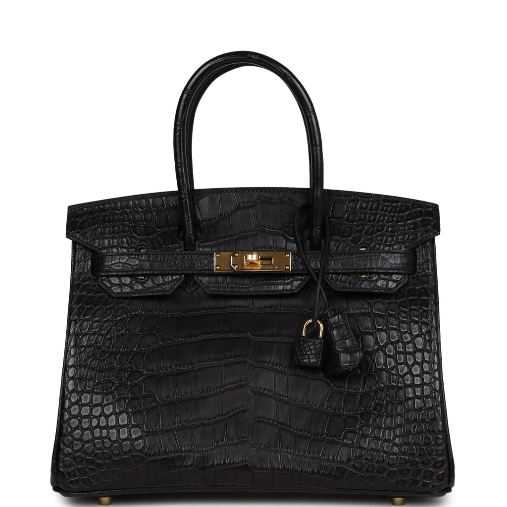 Hermès Birkin 30 Black Matte Faux Leather Gold Hardware