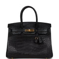Hermès Birkin 30 Black Matte Faux Leather Gold Hardware