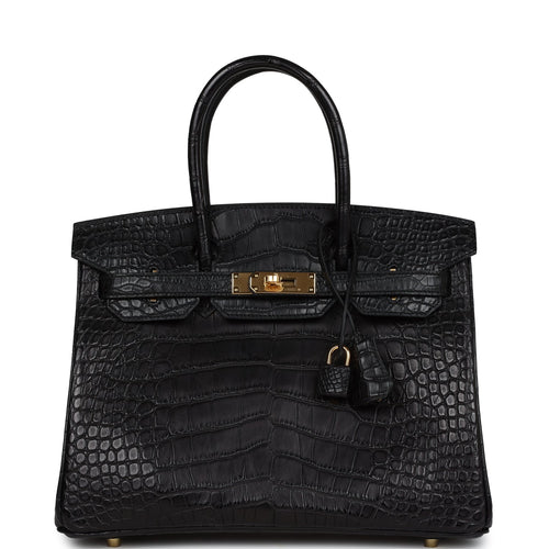 Hermès Birkin 30 Black Matte Faux Leather Gold Hardware