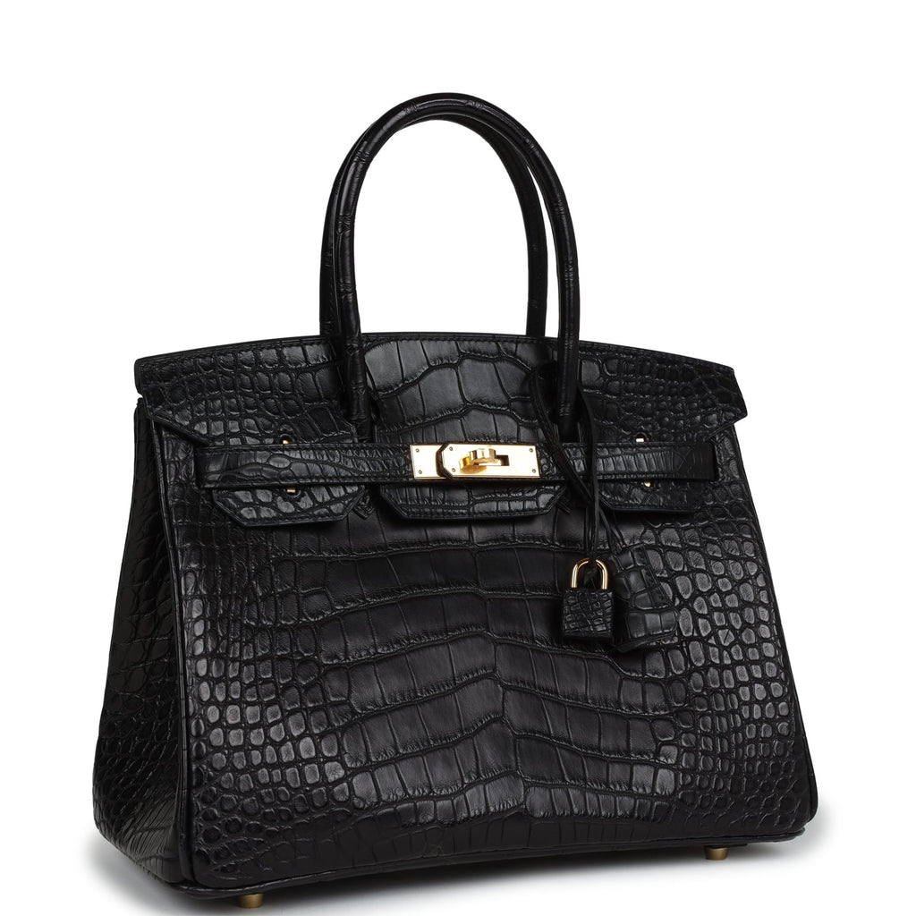 Hermès Birkin 30 Black Matte Faux Leather Gold Hardware