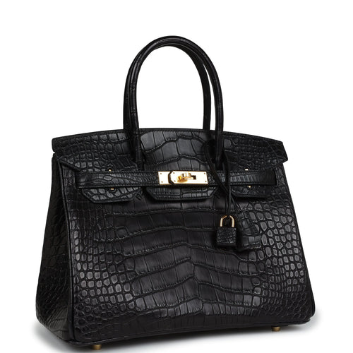 Hermès Birkin 30 Black Matte Faux Leather Gold Hardware