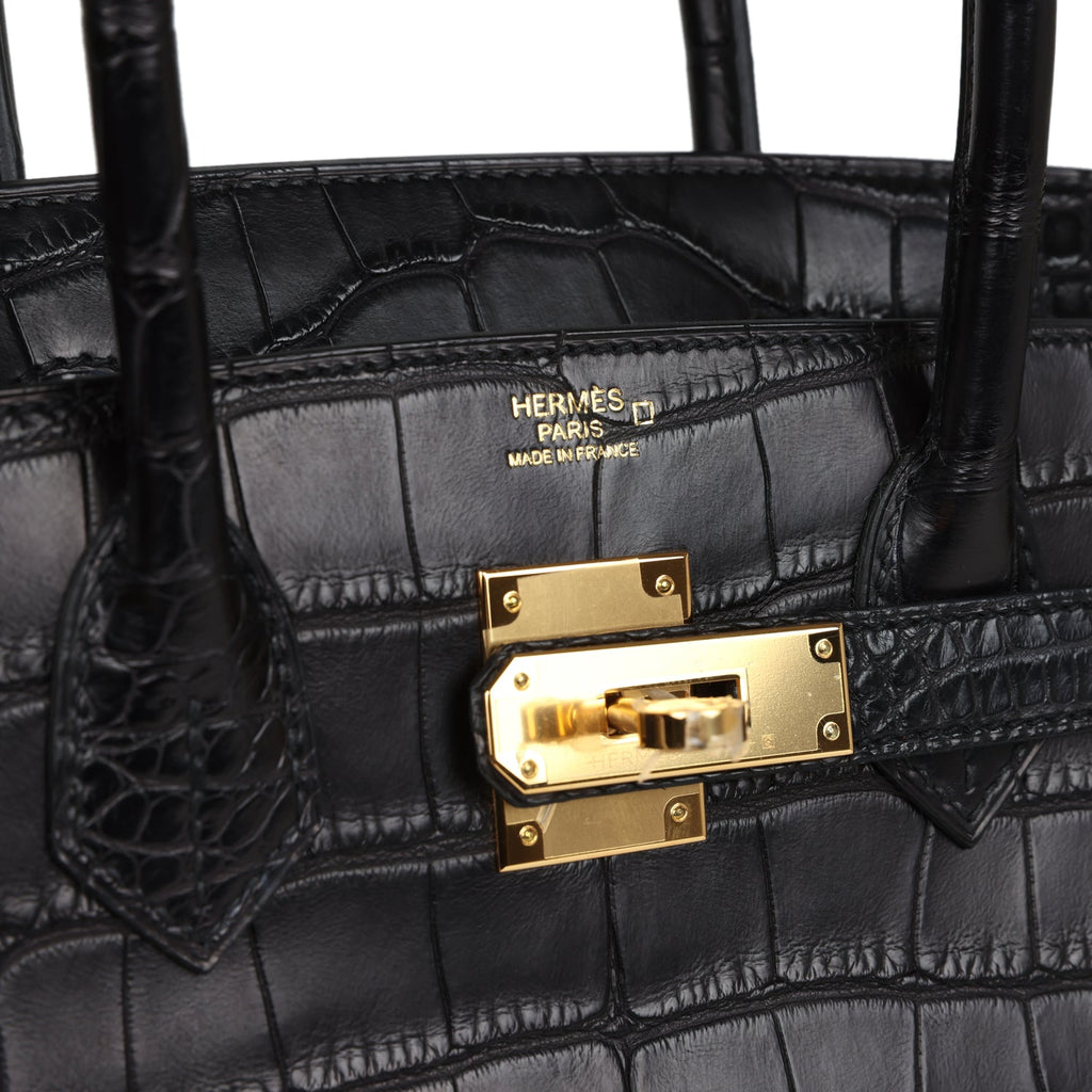 Hermès Birkin 30 Black Matte Faux Leather Gold Hardware