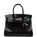 Hermès Birkin 30 Black Shiny Faux Leather Gold Hardware