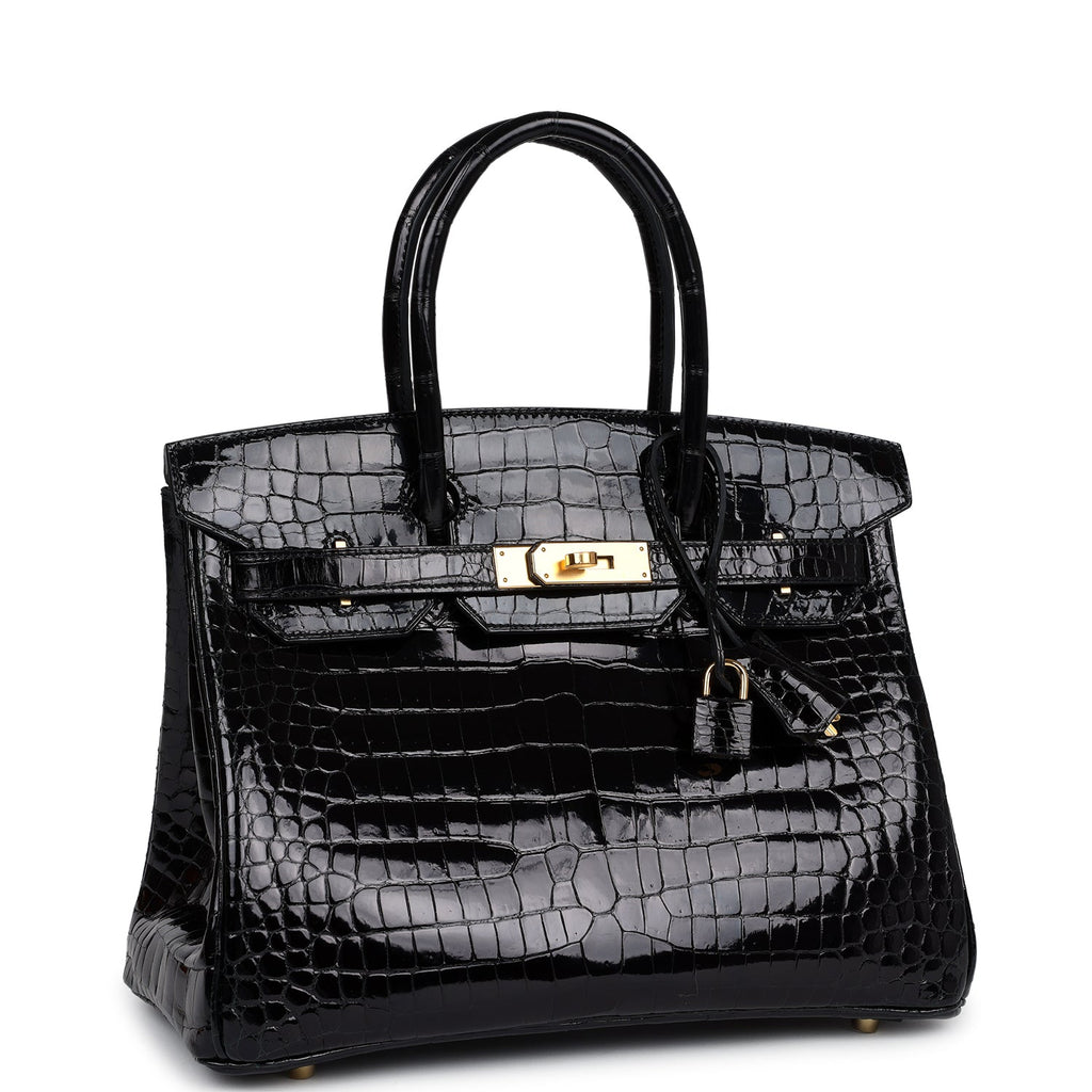 Hermès Birkin 30 Black Shiny Faux Leather Gold Hardware