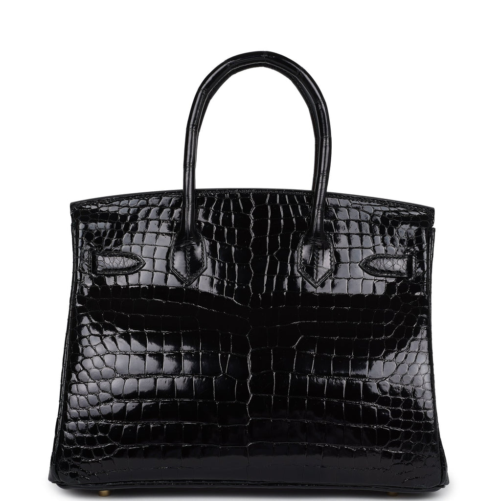 Hermès Birkin 30 Black Shiny Faux Leather Gold Hardware
