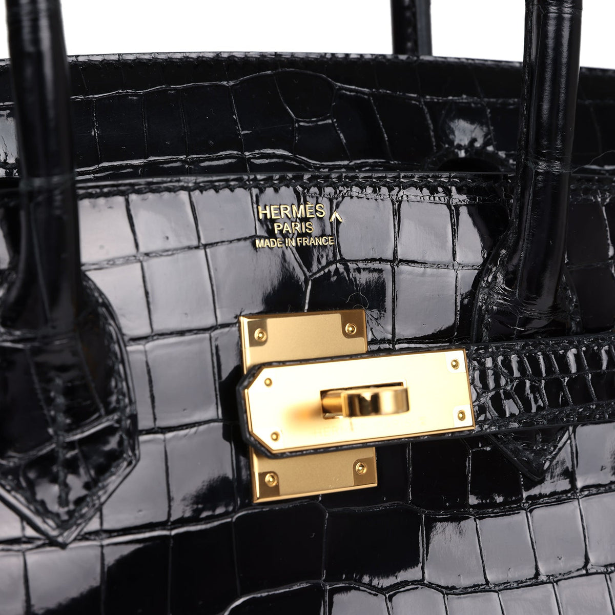Hermès Birkin 30 Black Shiny Faux Leather Gold Hardware