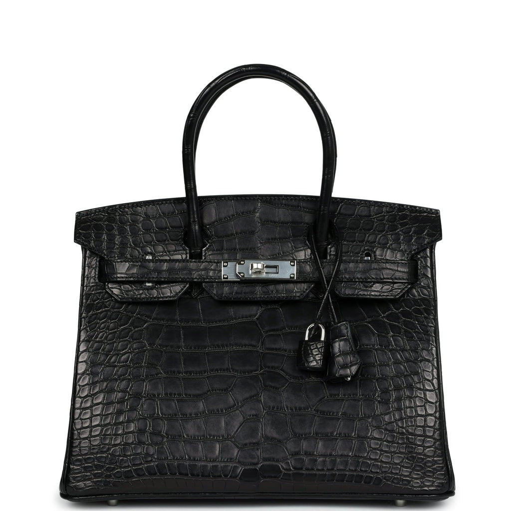 Hermès Birkin 30 Black Matte Faux Leather Palladium Hardware