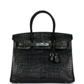 Hermès Birkin 30 Black Matte Faux Leather Palladium Hardware