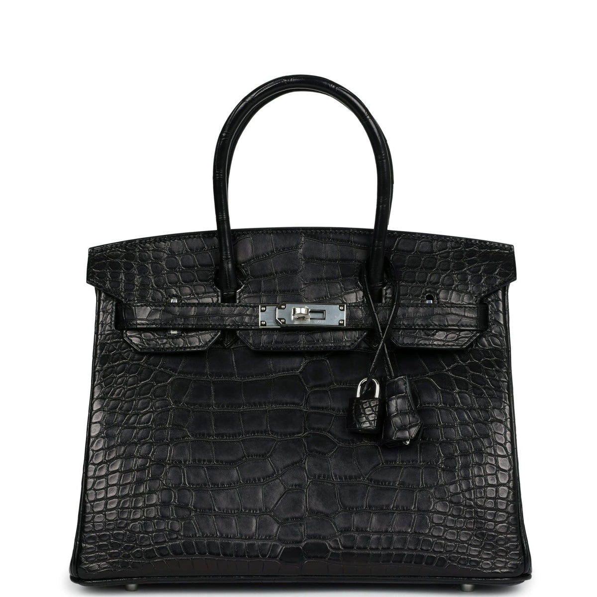 Hermès Birkin 30 Black Matte Faux Leather Palladium Hardware
