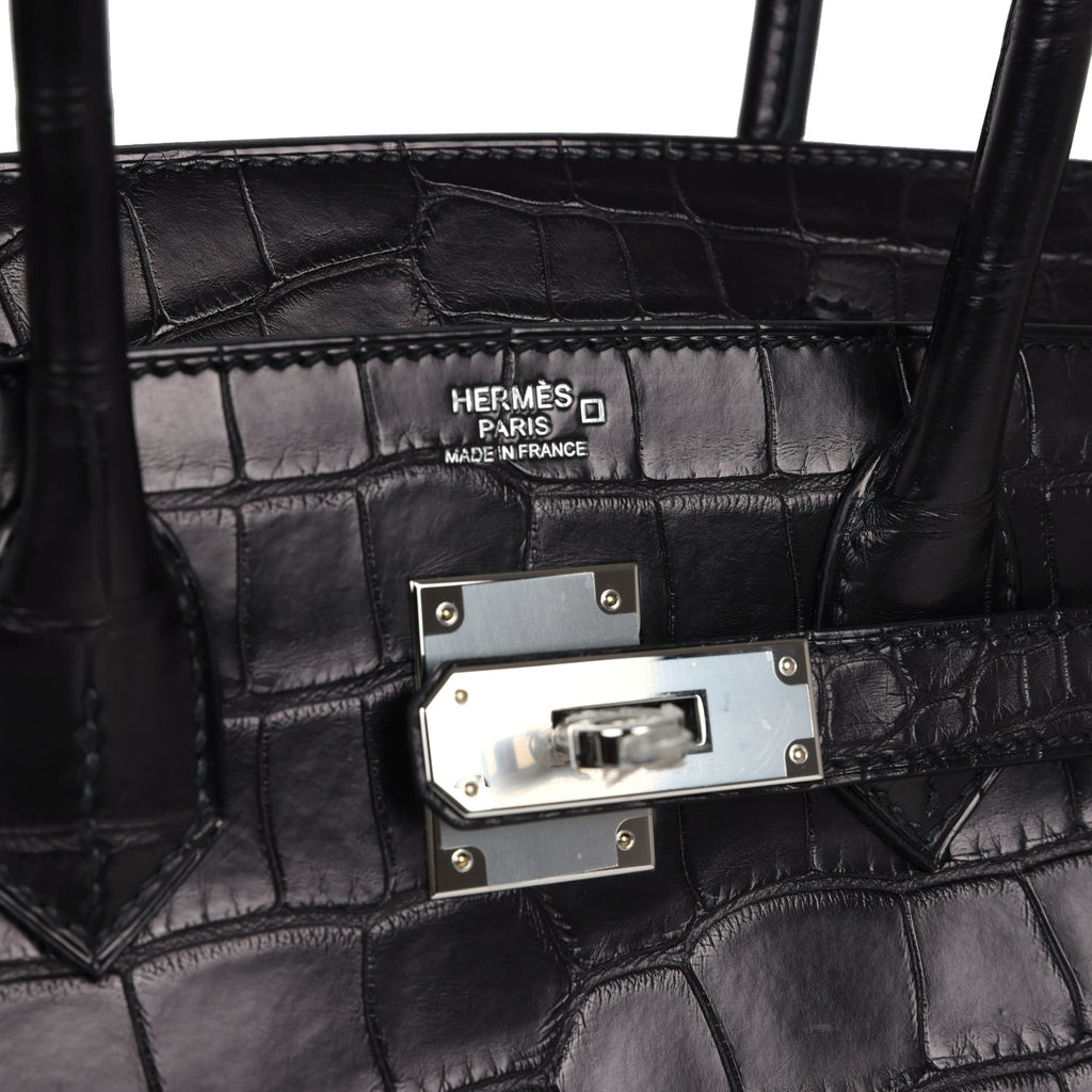 Hermès Birkin 30 Black Matte Faux Leather Palladium Hardware