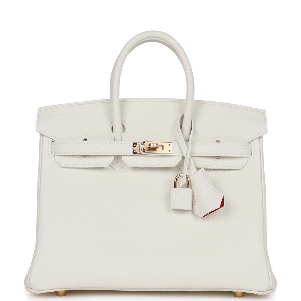 Hermès Special Order (HSS) Birkin 25 White Verso Clemence Permabrass Hardware