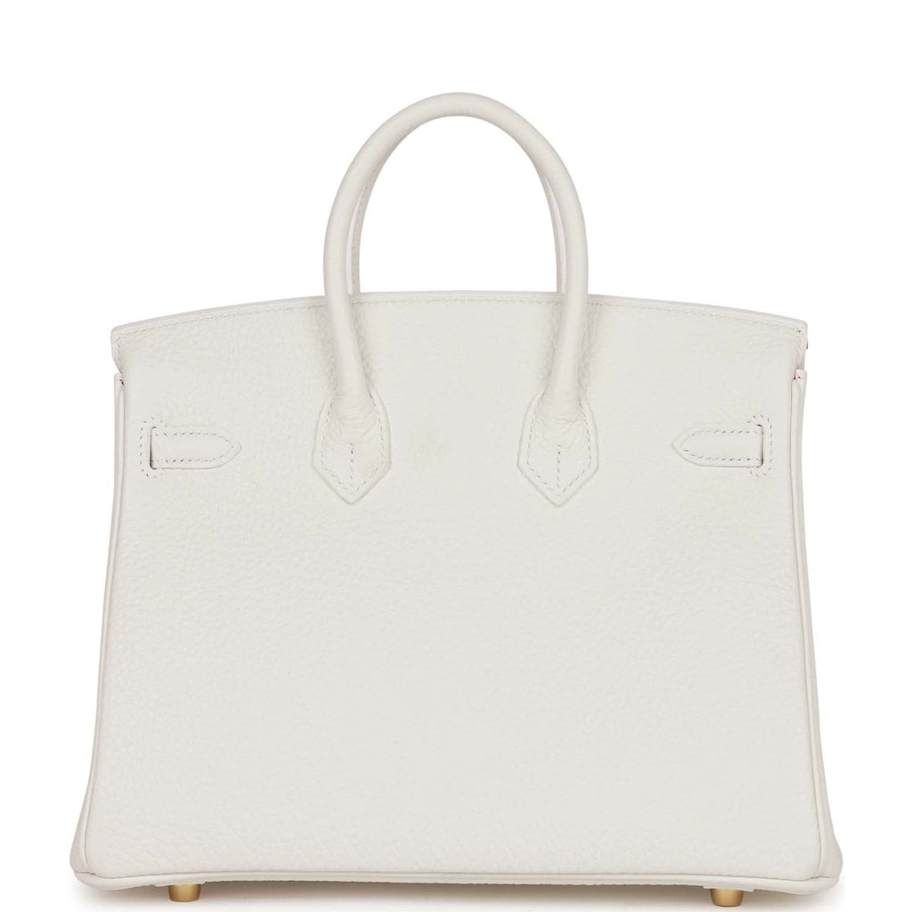 Hermès Special Order (HSS) Birkin 25 White Verso Clemence Permabrass Hardware