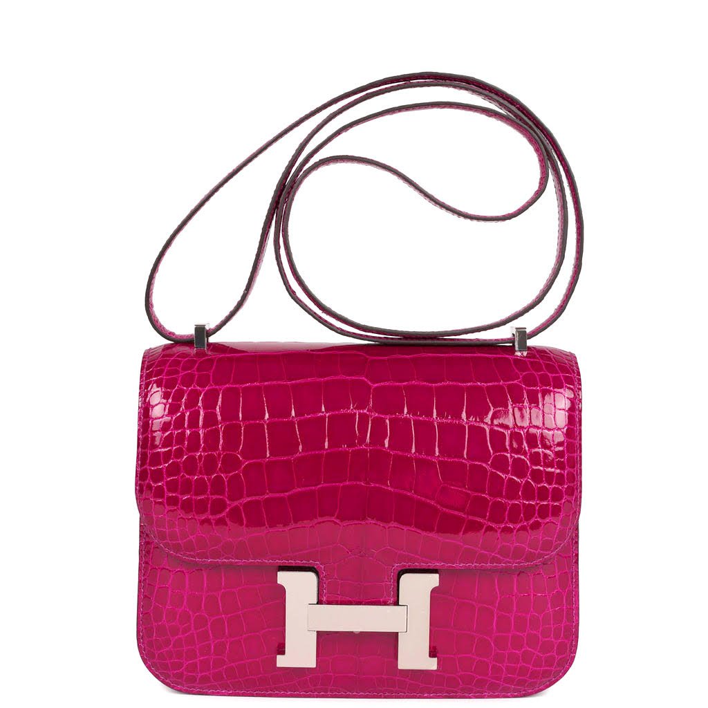 Hermès Constance 18 Rose Pourpre Shiny Faux Leather Palladium Hardware
