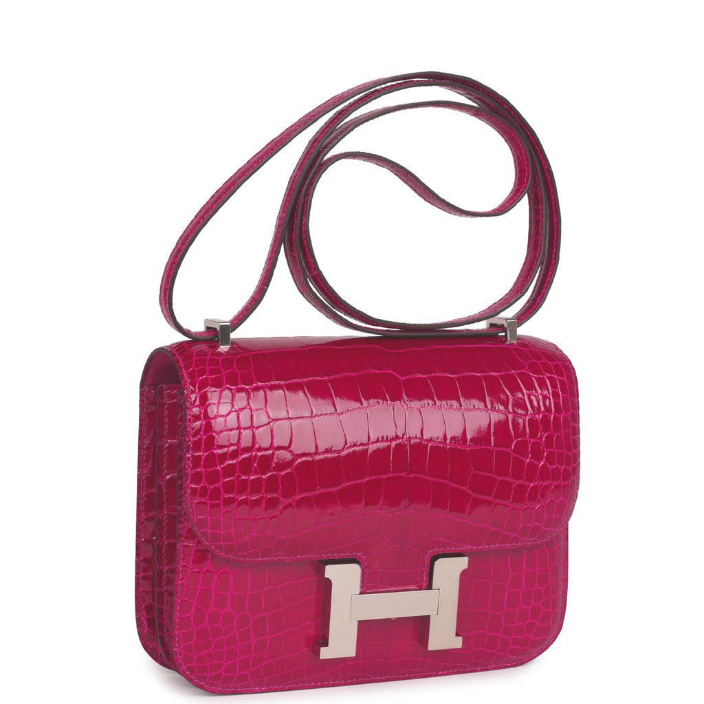 Hermès Constance 18 Rose Pourpre Shiny Faux Leather Palladium Hardware