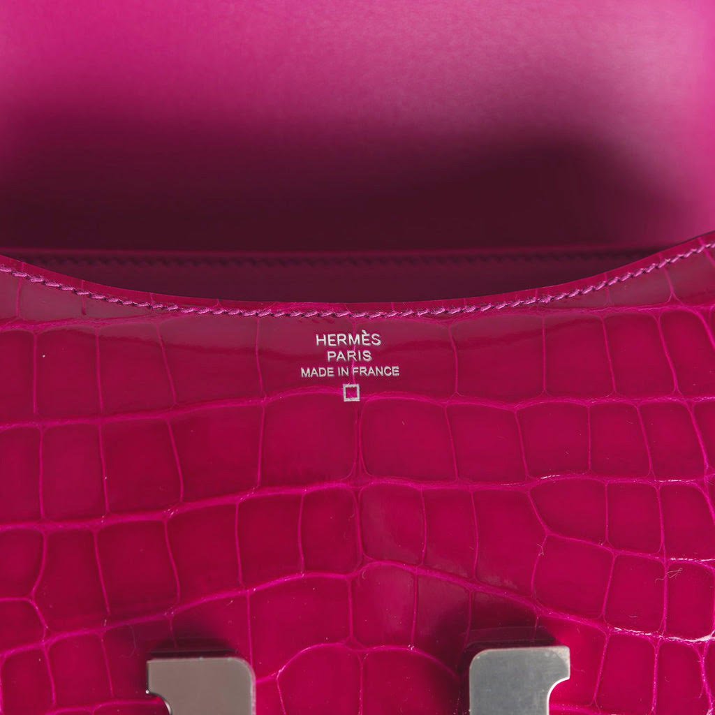 Hermès Constance 18 Rose Pourpre Shiny Faux Leather Palladium Hardware