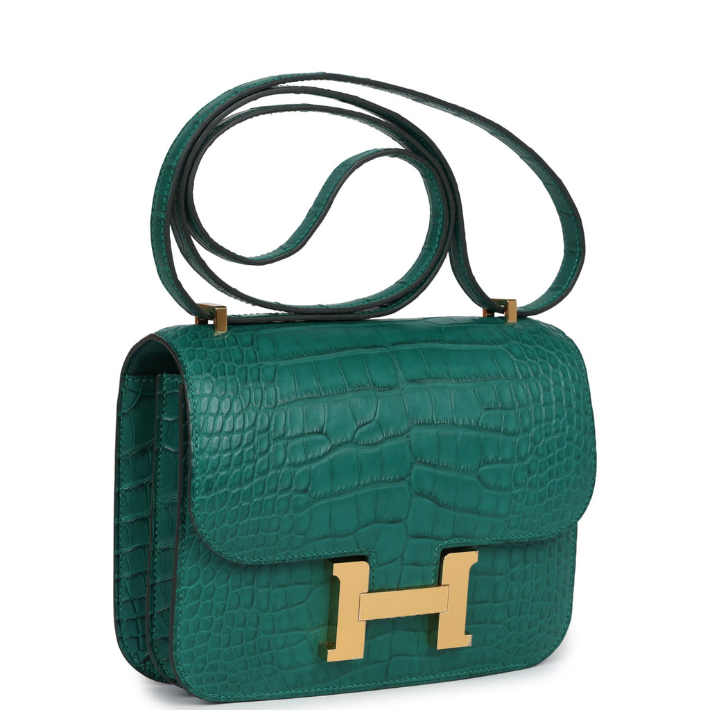 Hermès Constance 18 Malachite Matte Faux Leather Gold Hardware
