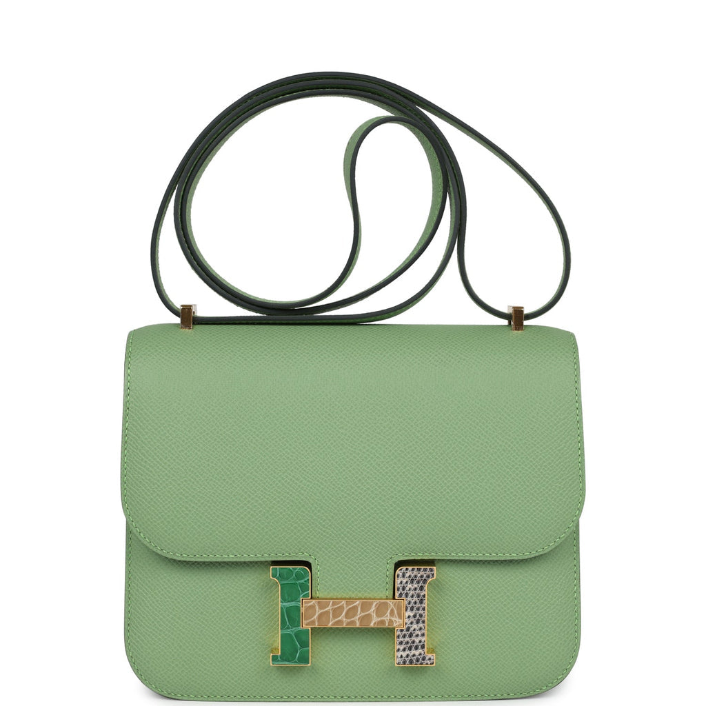 Hermès Constance 18 Vert Criquet Epsom-textured Faux Leather Marquette Hardware