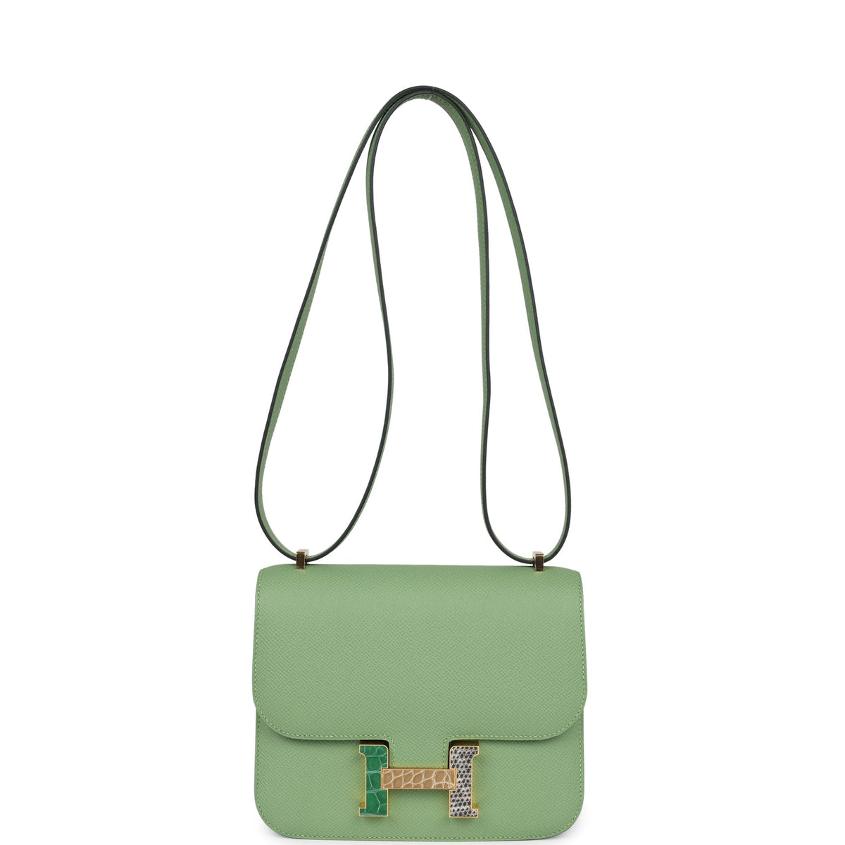 Hermès Constance 18 Vert Criquet Epsom-textured Faux Leather Marquette Hardware