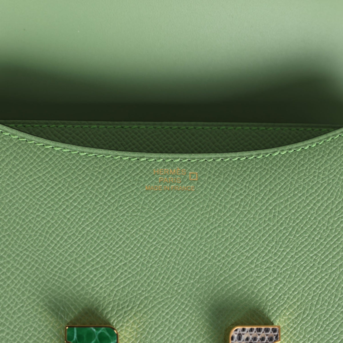Hermès Constance 18 Vert Criquet Epsom-textured Faux Leather Marquette Hardware