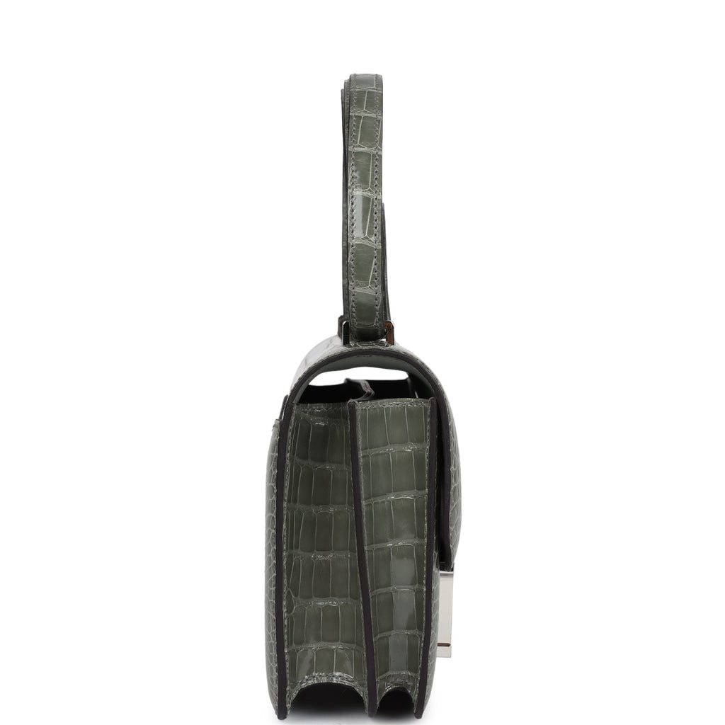 Hermès Constance 18 Gris Ciment Shiny Faux Leather Palladium Hardware