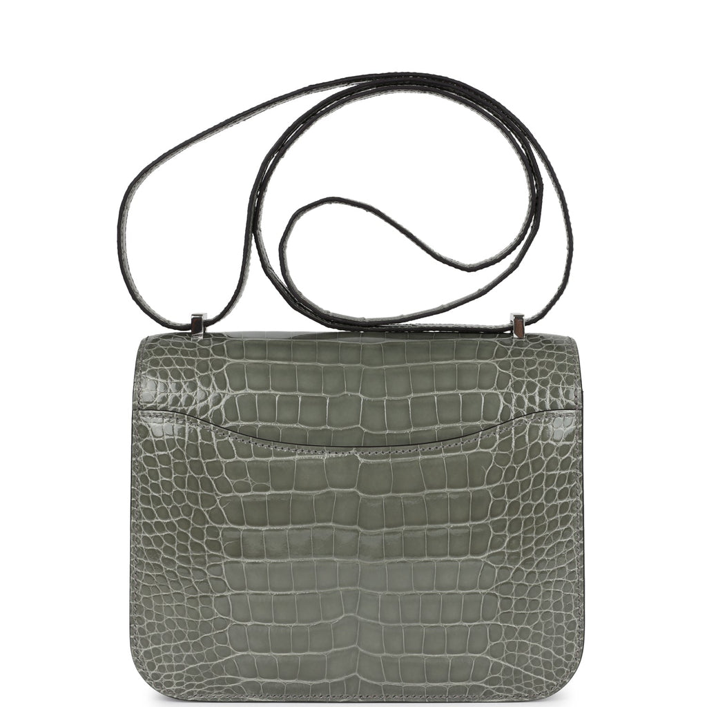Hermès Constance 18 Gris Ciment Shiny Faux Leather Palladium Hardware