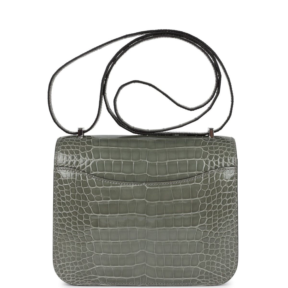 Hermès Constance 18 Gris Ciment Shiny Faux Leather Palladium Hardware