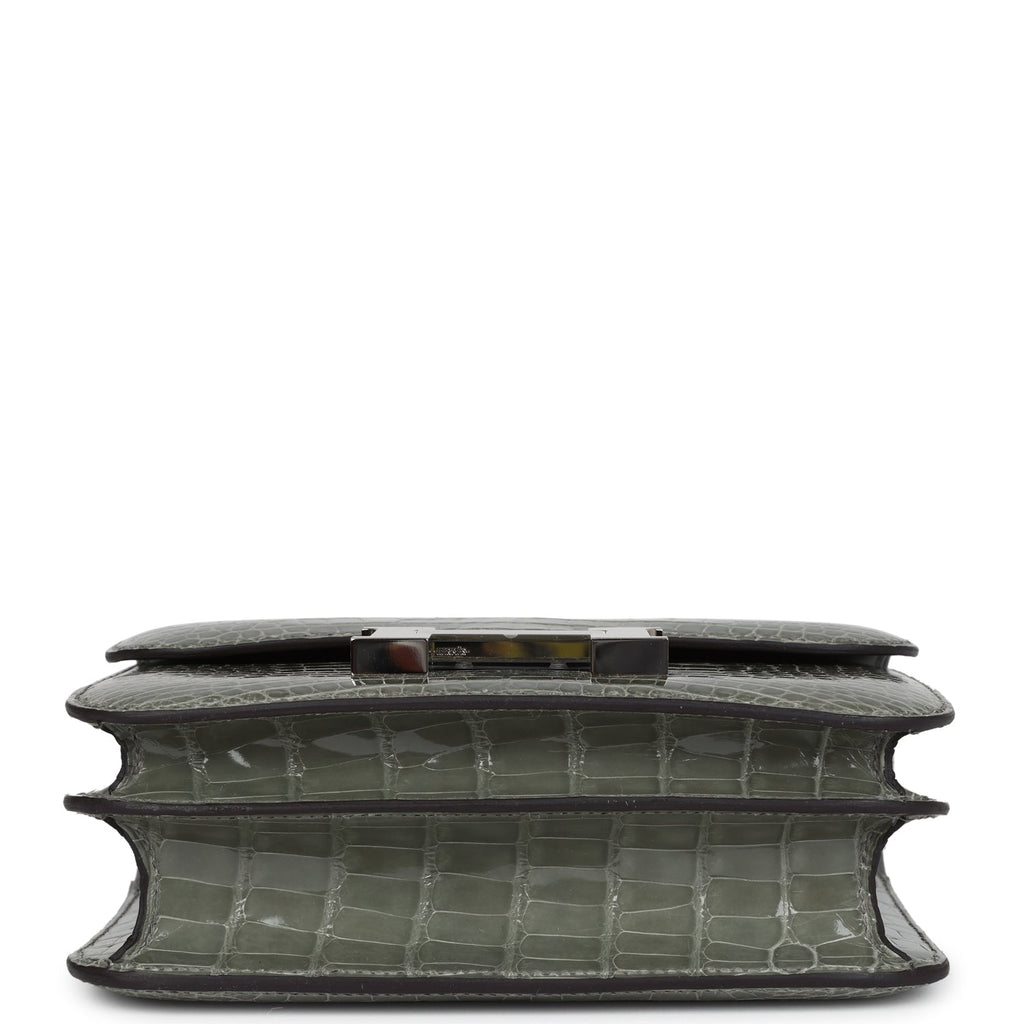 Hermès Constance 18 Gris Ciment Shiny Faux Leather Palladium Hardware