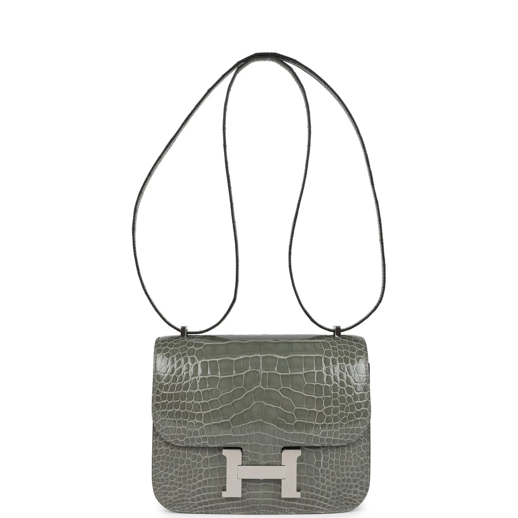 Hermès Constance 18 Gris Ciment Shiny Faux Leather Palladium Hardware