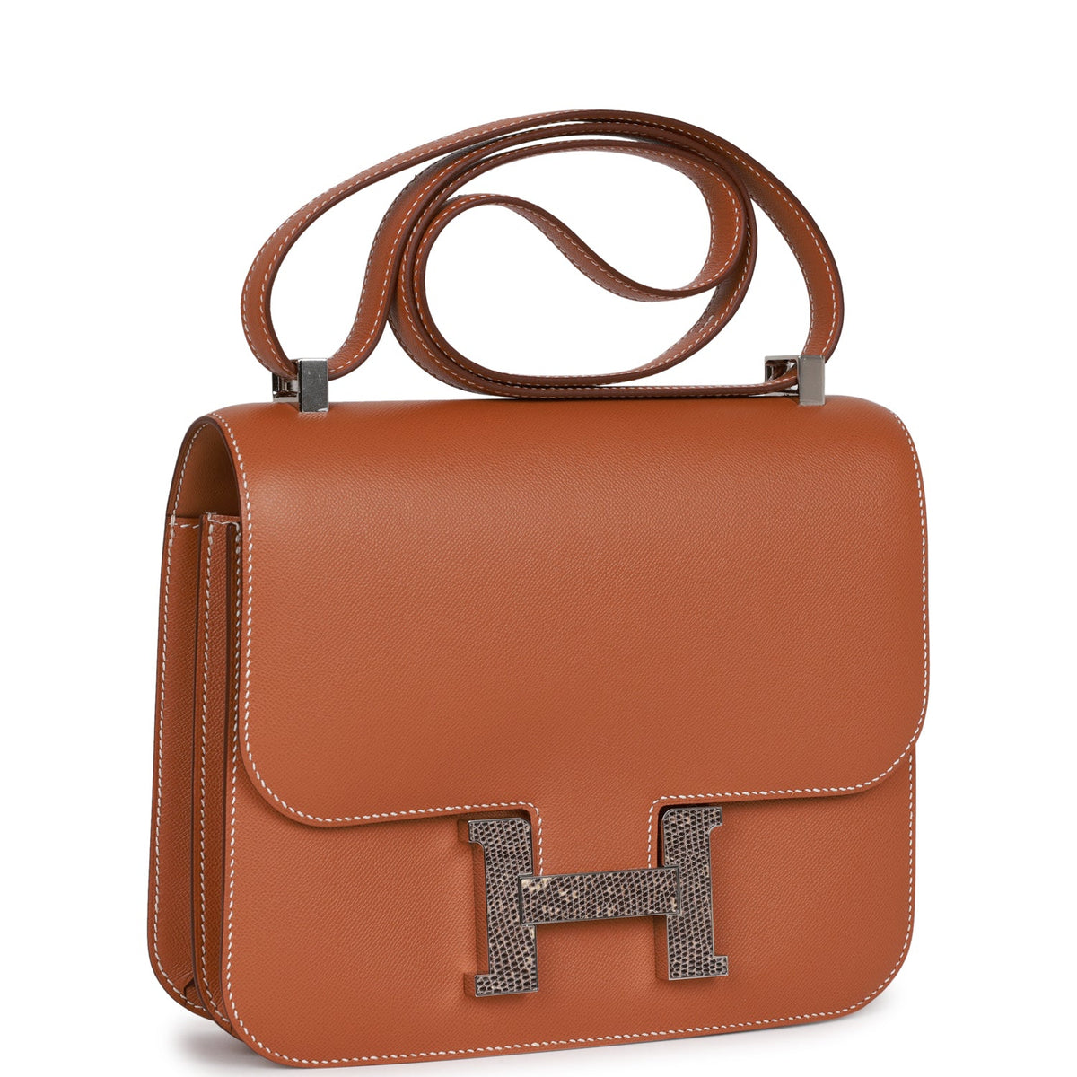 Hermès Constance 24 Gold Madame-textured Faux Leather and Faux Leather Palladium Hardware