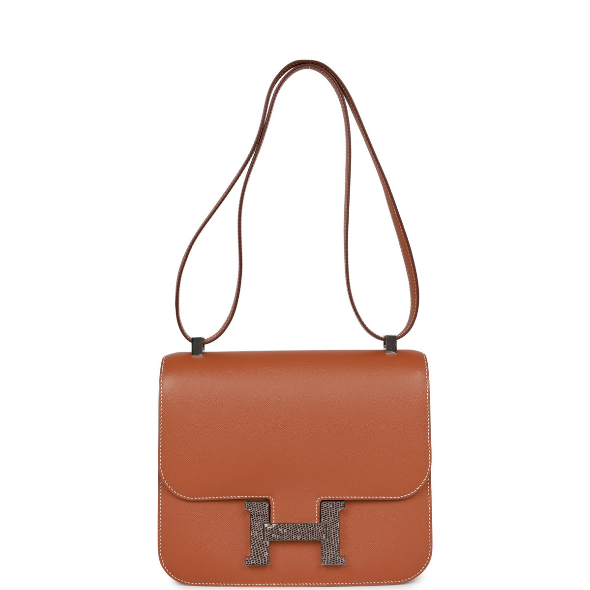Hermès Constance 24 Gold Madame-textured Faux Leather and Faux Leather Palladium Hardware