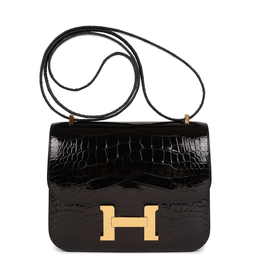 Hermès Constance 18 Black Shiny Faux Leather Gold Hardware