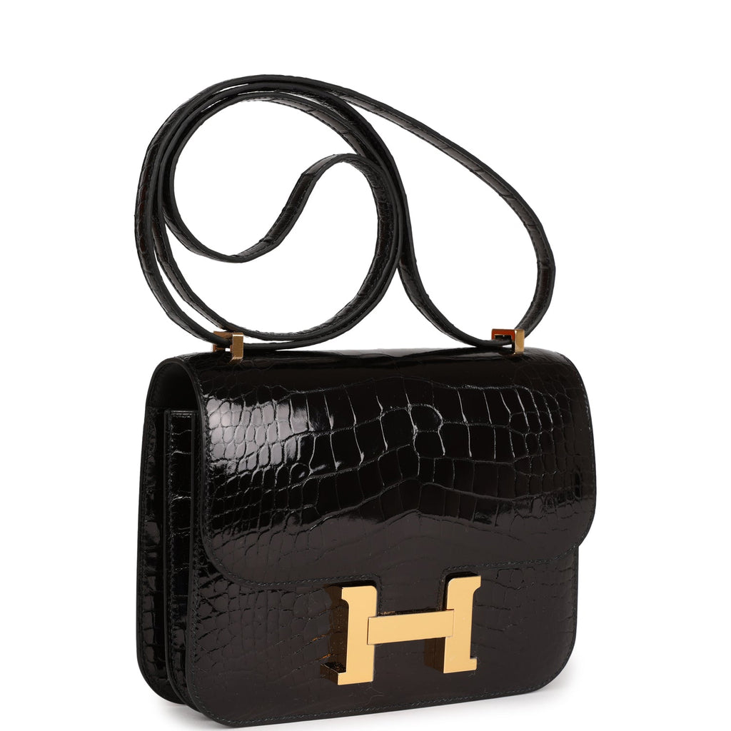 Hermès Constance 18 Black Shiny Faux Leather Gold Hardware