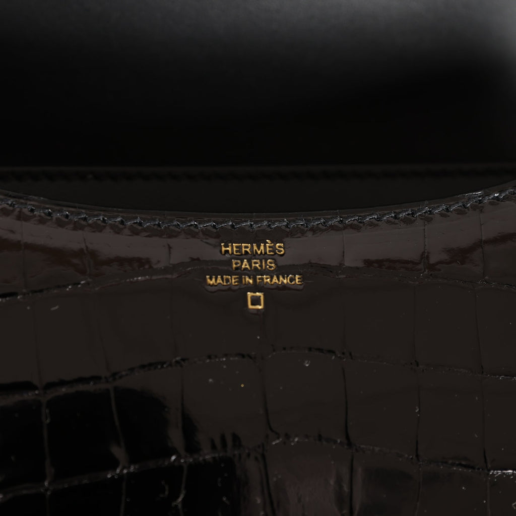 Hermès Constance 18 Black Shiny Faux Leather Gold Hardware