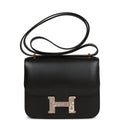 Hermès Constance 18 Black Tadelakt-textured Faux Leather and Ombre Faux Leather Gold Hardware