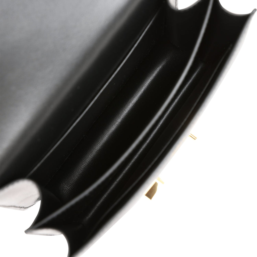 Hermès Constance 18 Black Tadelakt-textured Faux Leather and Ombre Faux Leather Gold Hardware