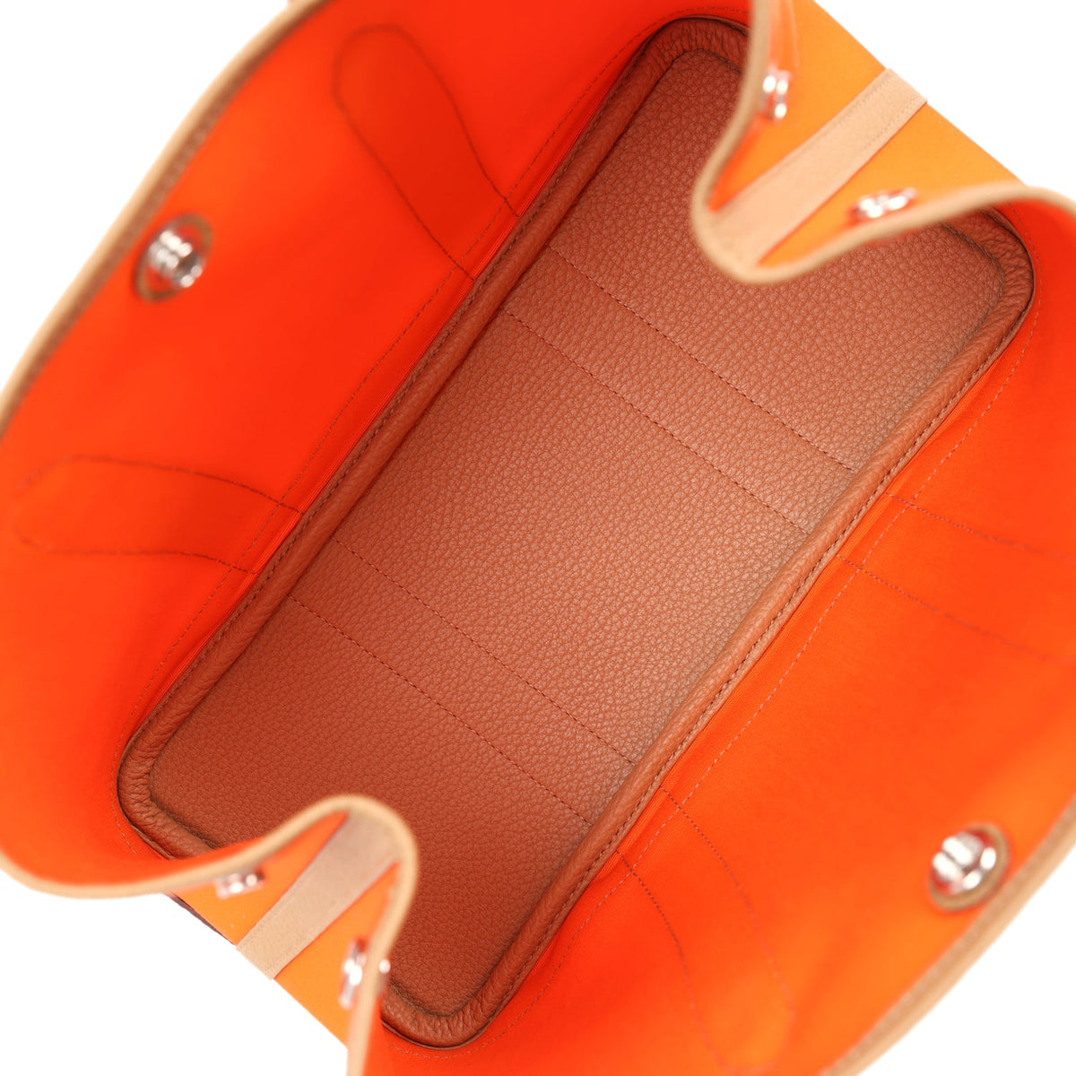 Hermès Garden Party 30 Orange Minium Toile and Biscuit Negonda Palladium Hardware