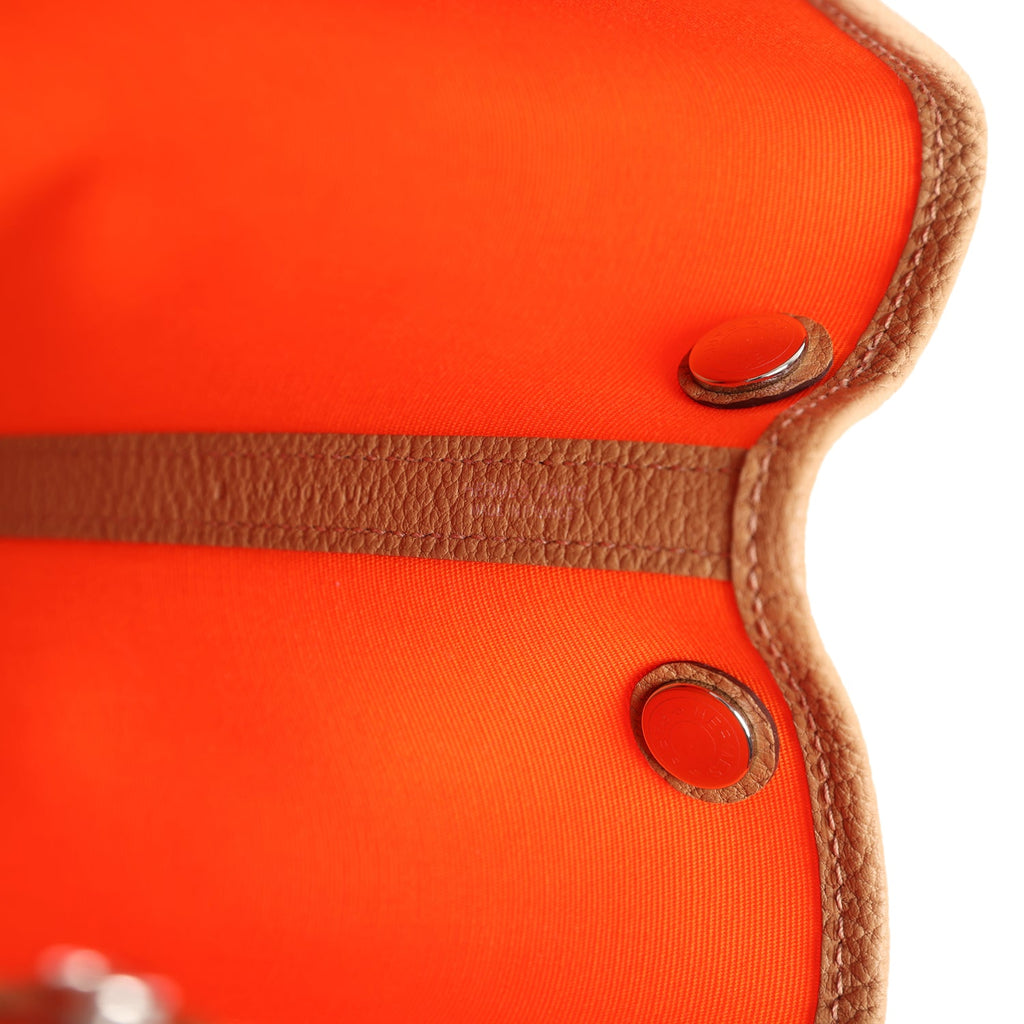Hermès Garden Party 30 Orange Minium Toile and Biscuit Negonda Palladium Hardware