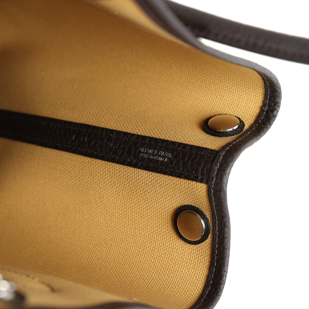 Hermès Garden Party 30 Paille Toile Militaire Canvas and Ebene Negonda Palladium Hardware
