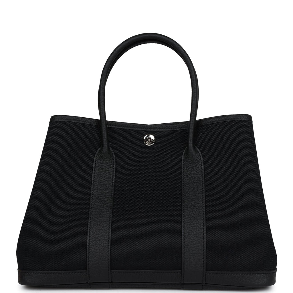 Hermès Garden Party 30 Black Toile and Negonda Palladium Hardware