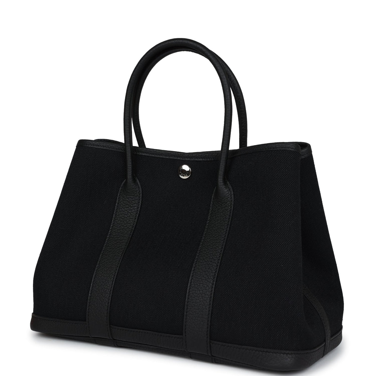 Hermès Garden Party 30 Black Toile and Negonda Palladium Hardware